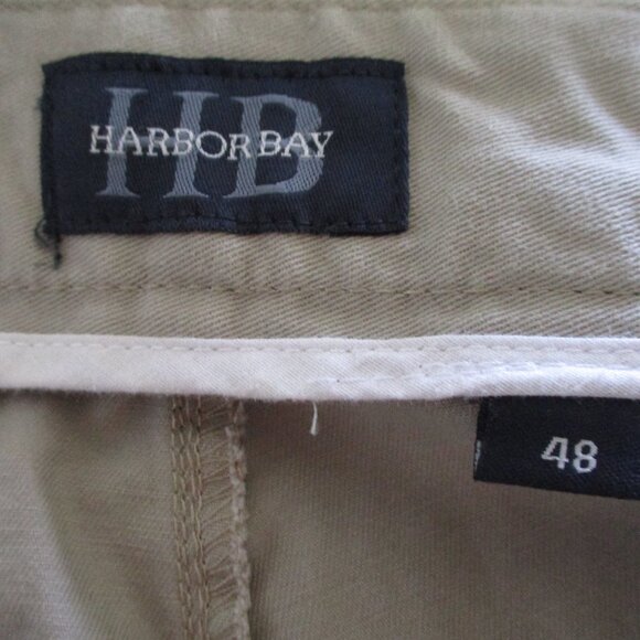 Harbor Bay Mens Flat Front Beige Cotton Expandable Waist Short Pant NWOT - 48W* - Picture 2 of 2